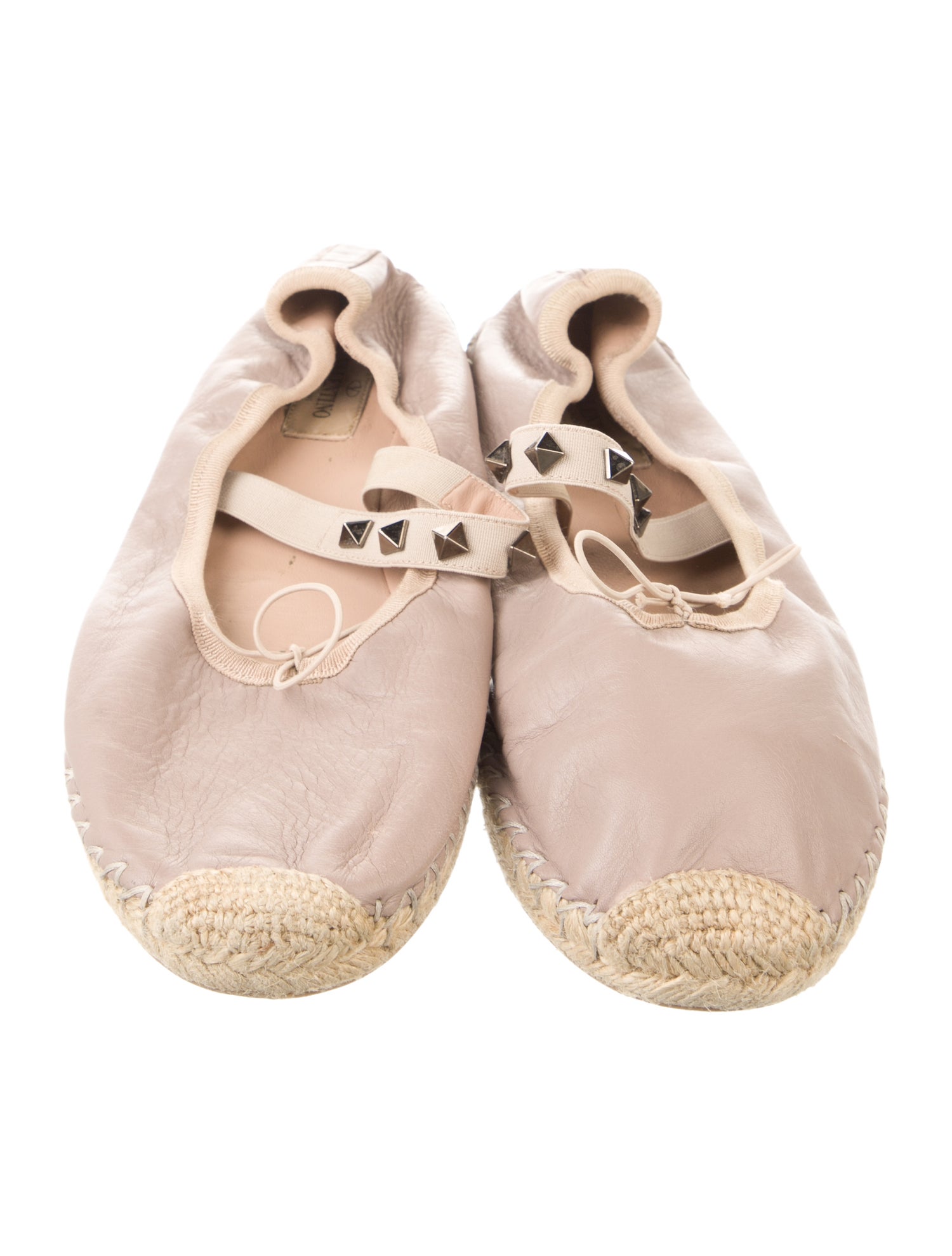 Valentino Rockstud Accents Leather Espadrilles